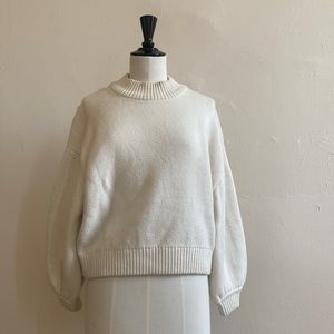 BA&SH Austin white Back button mock Wool/Cotton Pullover